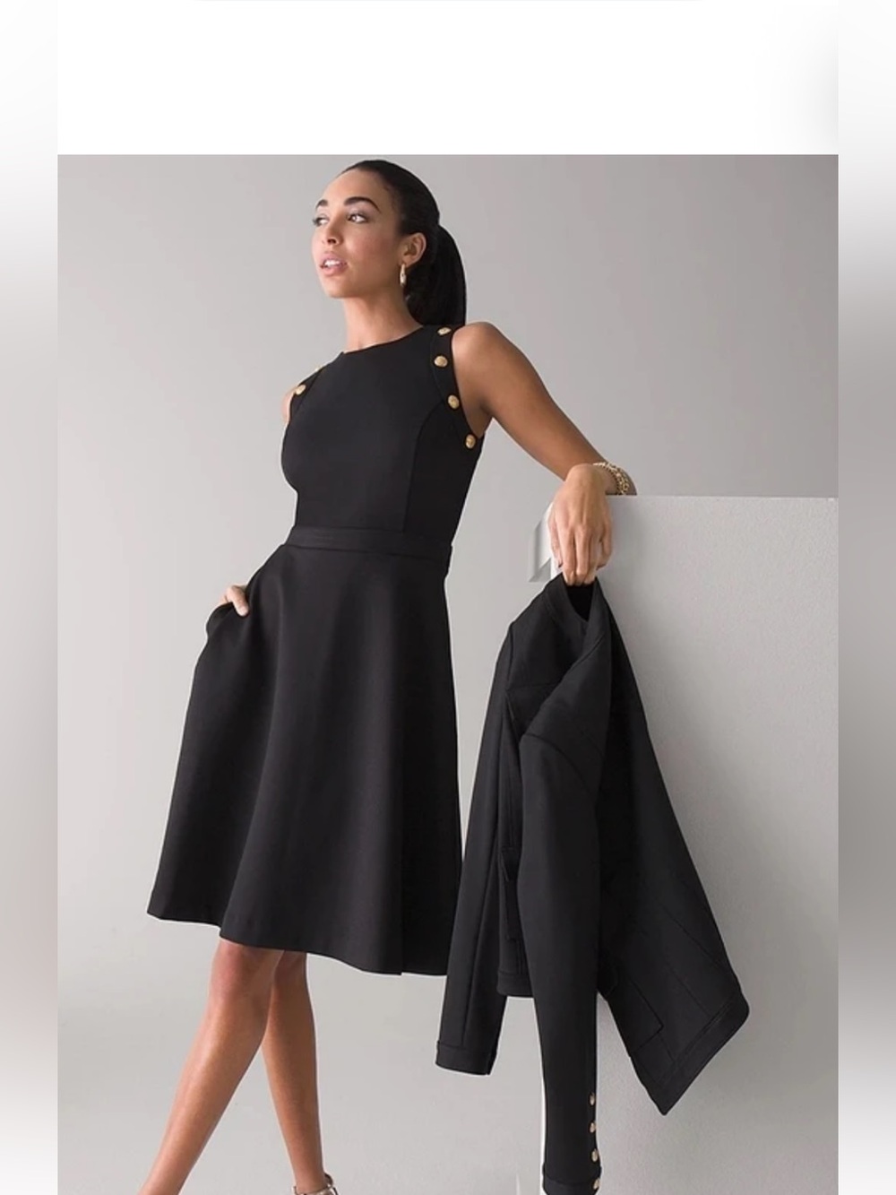 White House | Black Market
Luxe Stretch Button Detail Fit & Flare Dress 8